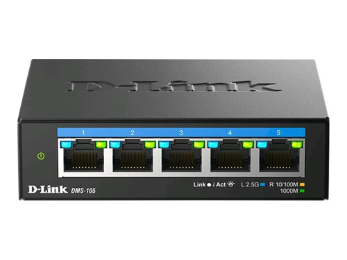 D-Link DMS 105 - Switch - unmanaged - 5 x 10/100/1000/2.5G - desktop, montaggio a parete